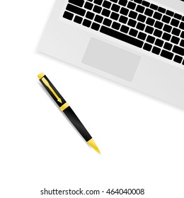 Laptop and Pen