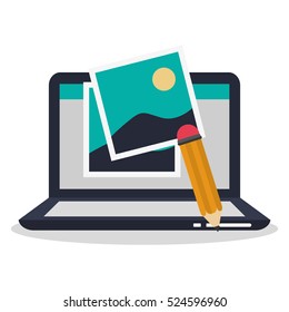 Laptop pencil and blog design