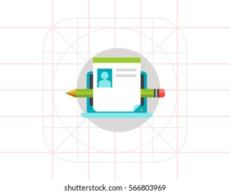 Laptop and Pencil as Content Concept Icon