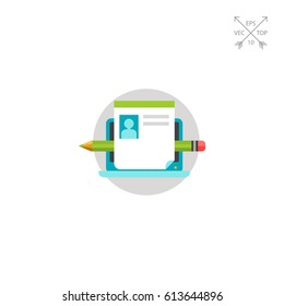 Laptop and Pencil as Content Concept Icon