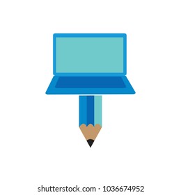 Laptop Pencil Logo Icon Design