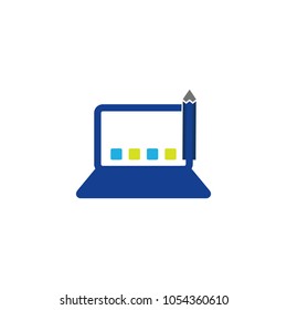 Laptop Pencil Logo Icon Design