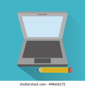 Laptop and pencil of office and work design