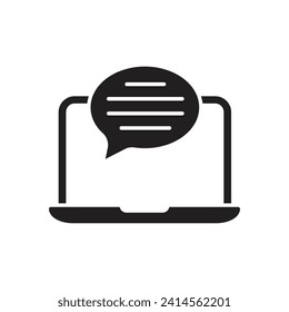 Laptop mit Menschen und Sprechblase Symbol, Online-Training Laptop-Symbol, Vektorgrafik