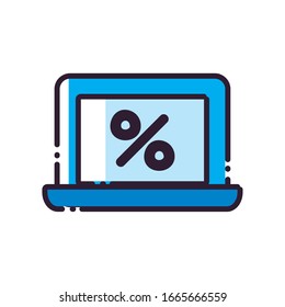 laptop with percentage fill style icon design of shopping commerce market store shop retail buy paying banking and consumerism theme Vector illustration