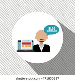 laptop person blog management vector illustration graphic