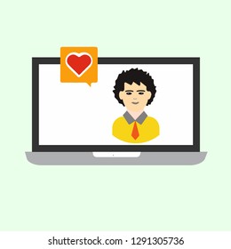 laptop person chat vector icon