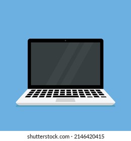 Laptop personal computer flat vector illustration. Portable personal computer symbol for websites