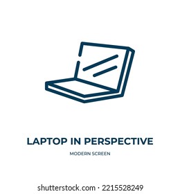 Laptop in perspective icon. Linear vector illustration from modern screen collection. Outline laptop in perspective icon vector. Thin line symbol for use on web and mobile apps, logo, print media.