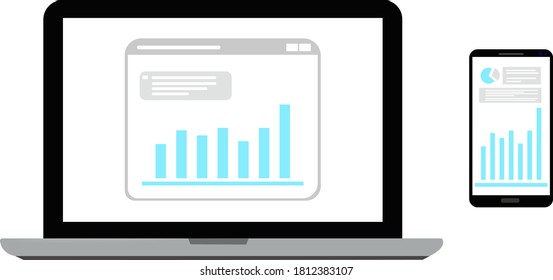 laptop and phone with graphs and charts
