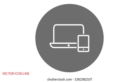Laptop phone  icon vector isolated on white background. Trendy laptop phone  icon vector in flat style. Template for app icon vector ui, phone  logo and ux. icon vector laptop for your web site 
