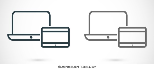 Laptop phone  icon vector isolated on white background. Trendy laptop phone  icon vector in flat style. Template for app icon vector ui, phone  logo and ux. icon vector laptop for your web site 