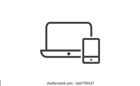 Laptop, phone icon vector isolated on white background. 