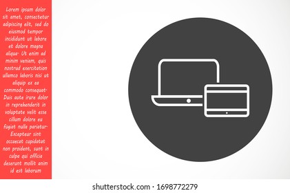 Laptop phone icon vector isolated on white background. Trendy laptop phone icon vector in flat style. Template for app icon vector ui, phone logo and ux. icon vector laptop for your web site
