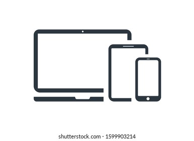 laptop with phone and tablet icon vector