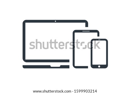 laptop with phone and tablet icon vector