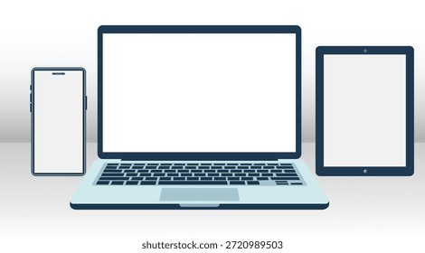 Laptop Phone Tablet Vector Device Mockup