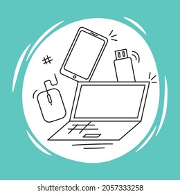 laptop phone and usb with mouse devices