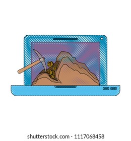 laptop with pick mining bitcoin commerce