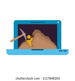 laptop with pick mining bitcoin commerce