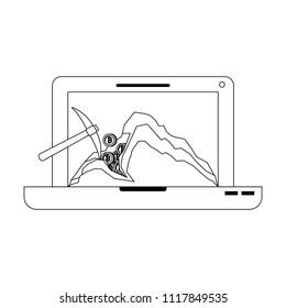 laptop with pick mining bitcoin commerce