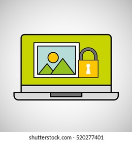 laptop picture security padlock concept vector illustration eps 10