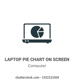 Laptop pie chart on screen vector icon on white background. Flat vector laptop pie chart on screen icon symbol sign from modern computer collection for mobile concept and web apps design.