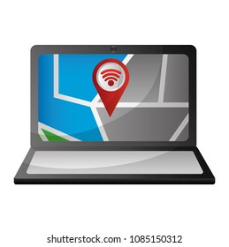 laptop with pin location of signal