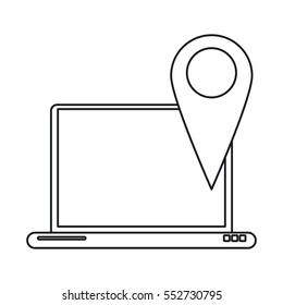 laptop pin map app gps line