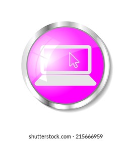 laptop  pink  button or icon vector illustration