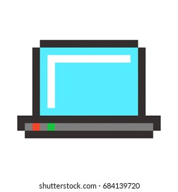 laptop pixel art cartoon retro game style