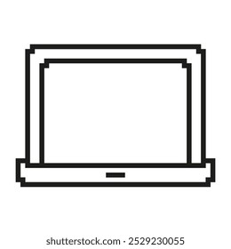 Ícone Pixelizado Do Laptop. Pixel Art de um computador portátil para o trabalho e tecnologia. Ilustração de vetor isolada.