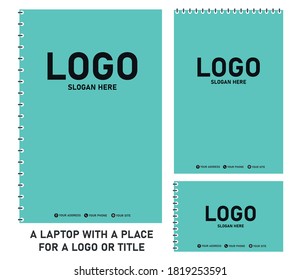 A laptop with a place for a logo or title. Realistic laptop set. Vector graphics on a white background