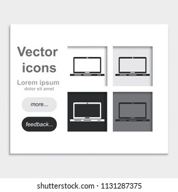 Laptop placed on web page template flat vector icon.