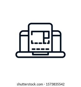 laptop plan architecture icon line style vector illustration