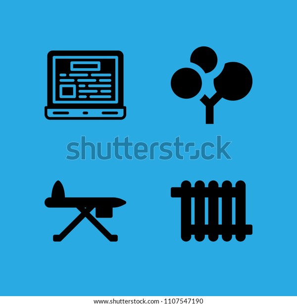 Laptop Plant Heater Ironing Board Icons Stock Vector Royalty Free