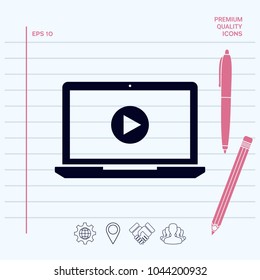  Laptop with play button Icon