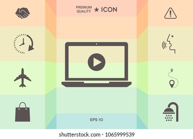  Laptop with play button Icon