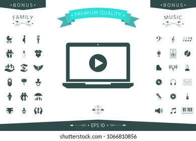 Laptop with play button Icon