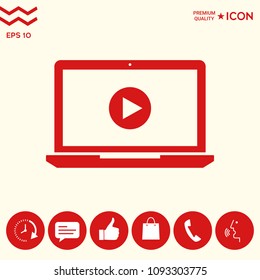  Laptop with play button Icon