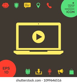  Laptop with play button Icon