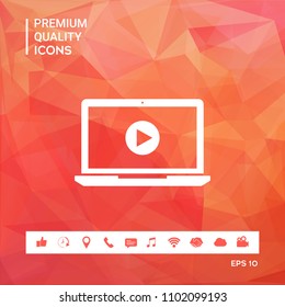  Laptop with play button Icon