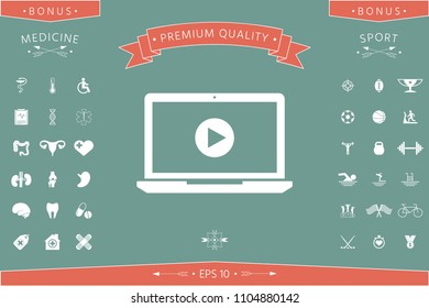  Laptop with play button Icon