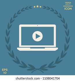 Laptop with play button Icon