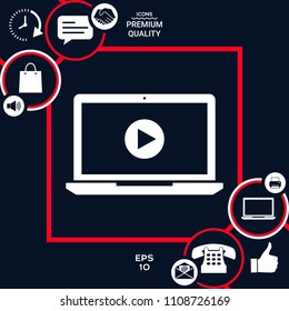  Laptop with play button Icon