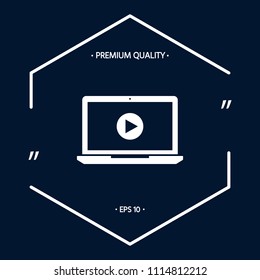  Laptop with play button Icon