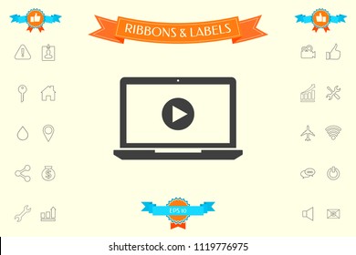  Laptop with play button Icon