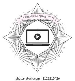  Laptop with play button Icon