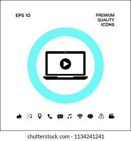  Laptop with play button Icon