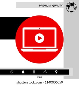  Laptop with play button Icon